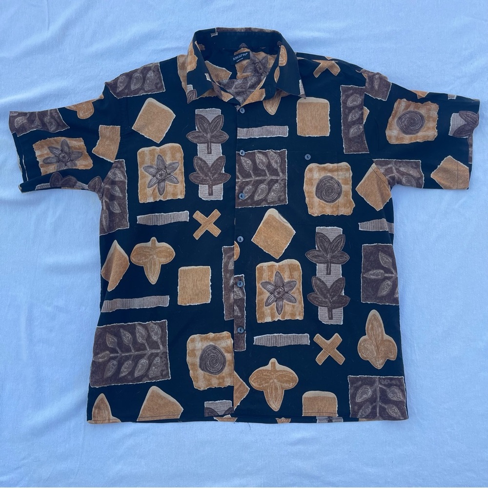 Men's Geometric Pattern Short Sleeve Shirt Made in Italy Sz XXL